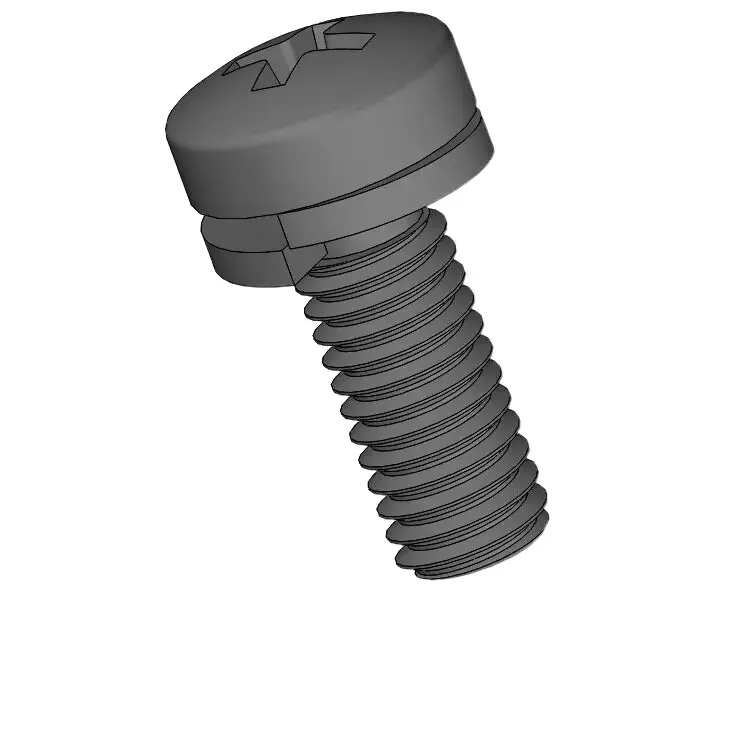 M3 x 8mm Pan Head Phillips SEMS Screws with Spring Washer Steel Black
