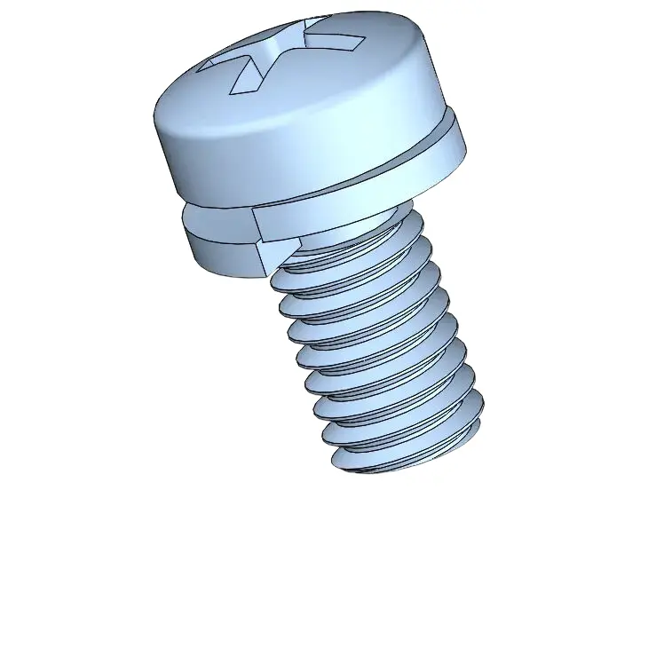 M3.5 x 7mm Pan Head Phillips SEMS Screws with Spring Washer Steel Blue Zinc Plated