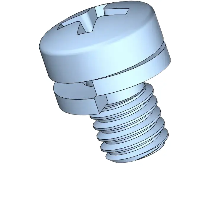 M4 x 6mm Pan Head Phillips SEMS Screws with Spring Washer Steel Blue Zinc Plated