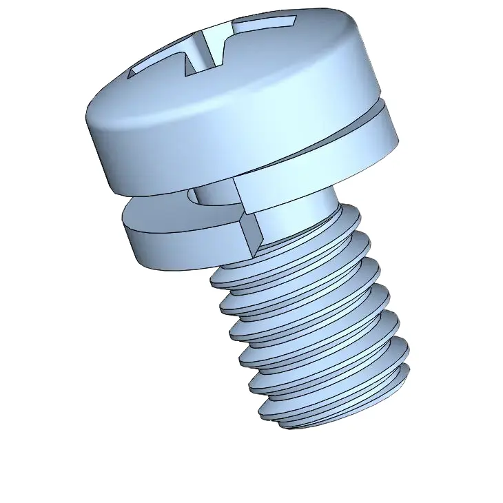 M4 x 7mm Pan Head Phillips SEMS Screws with Spring Washer Steel Blue Zinc Plated