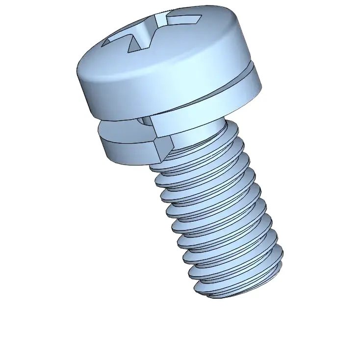 M4 x 9mm Pan Head Phillips SEMS Screws with Spring Washer Steel Blue Zinc Plated