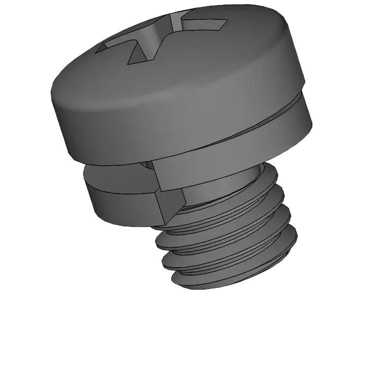 M5 x 6mm Pan Head Phillips SEMS Screws with Spring Washer Steel Black