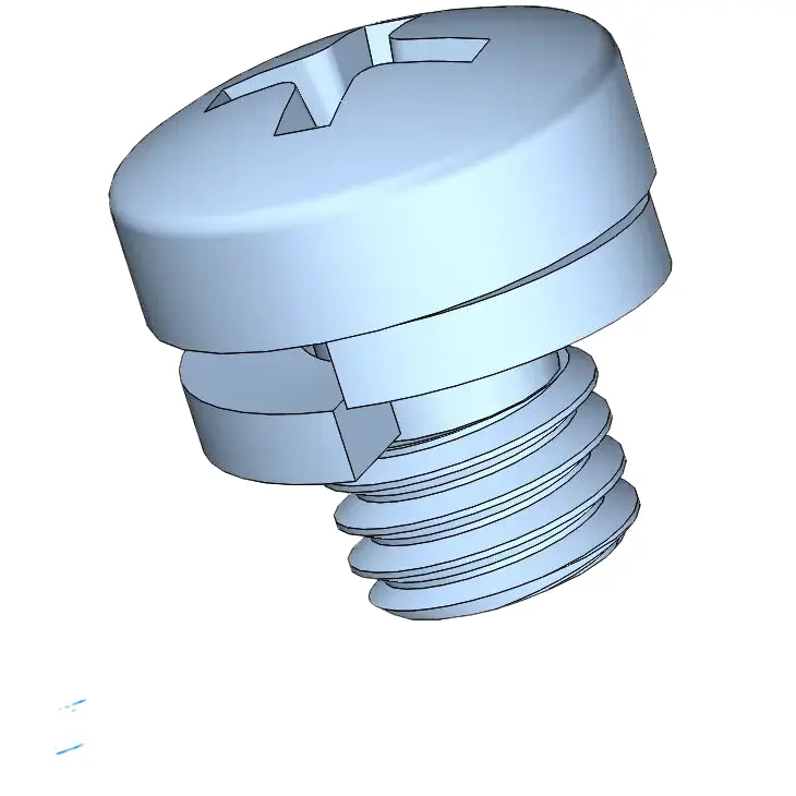 M5 x 6mm Pan Head Phillips SEMS Screws with Spring Washer Steel Blue Zinc Plated
