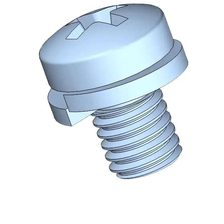 M6 x 9mm Pan Head Phillips SEMS Screws with Spring Washer Steel Blue Zinc Plated