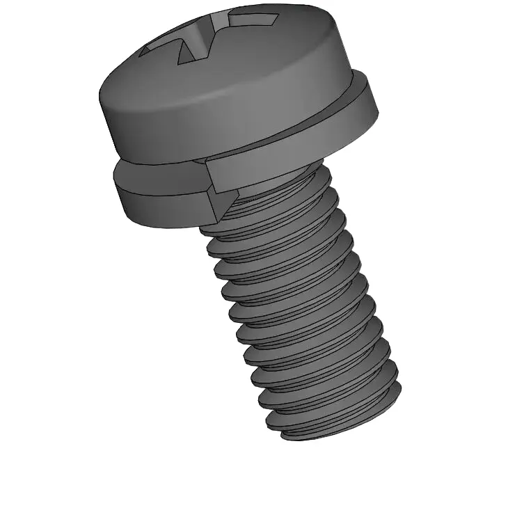 M6 x 14mm Pan Head Phillips SEMS Screws with Spring Washer Steel Black