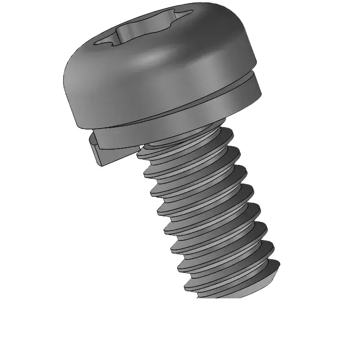 2-56 x 3/16" Pan Head Torx SEMS Screws with Spring Washer Steel Black