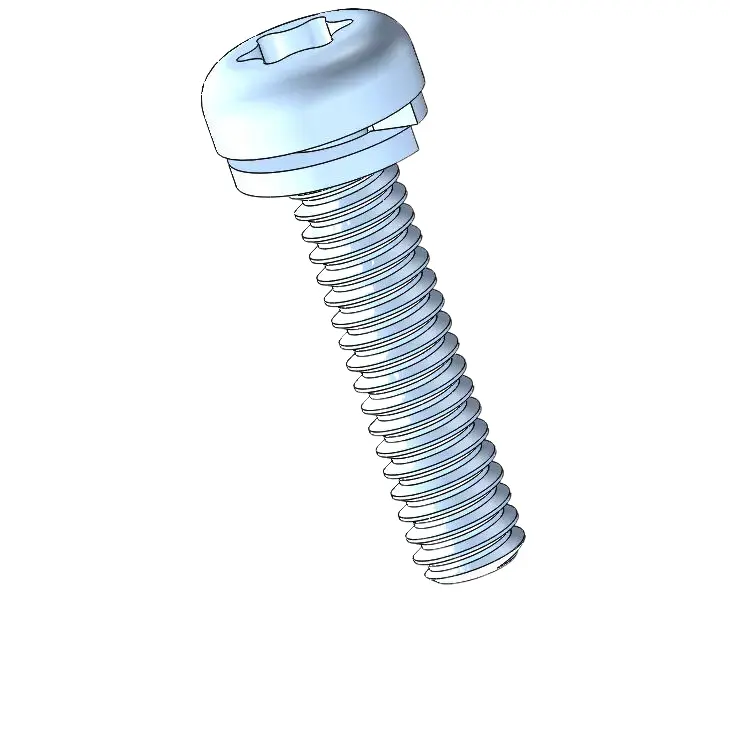 2-56 x 3/8" Pan Head Torx SEMS Screws with Spring Washer Steel Blue Zinc Plated