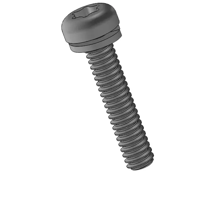 2-56 x 7/16" Pan Head Torx SEMS Screws with Spring Washer Steel Black