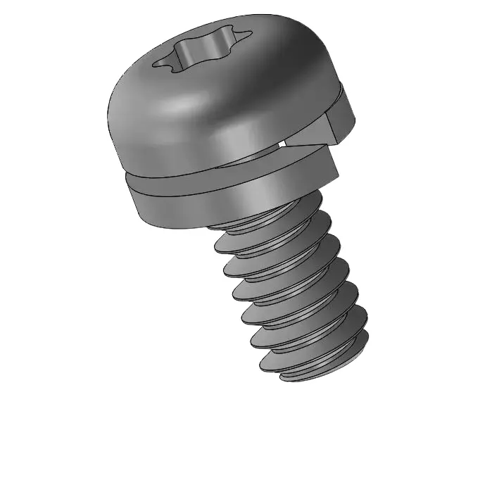 4-40 x 1/4" Pan Head Torx SEMS Screws with Spring Washer Steel Black