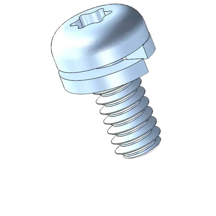 4-40 x 1/4" Pan Head Torx SEMS Screws with Spring Washer Steel Blue Zinc Plated