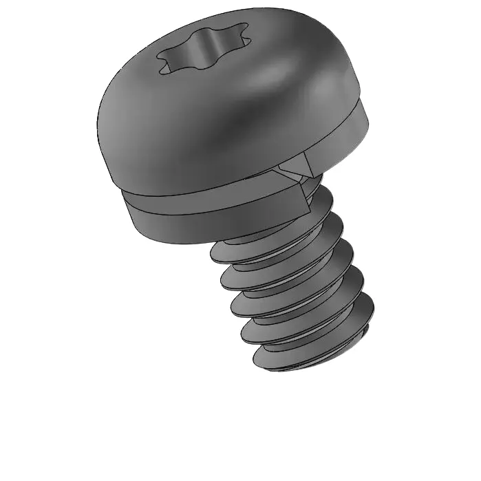 6-32 x 1/4" Pan Head Torx SEMS Screws with Spring Washer Steel Black