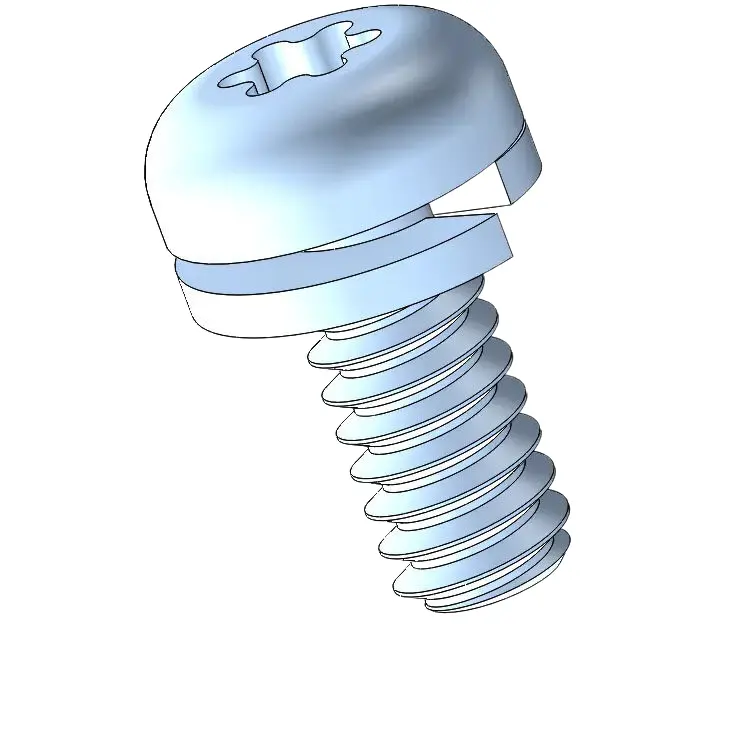 10-32 x 7/16" Pan Head Torx SEMS Screws with Spring Washer Steel Blue Zinc Plated