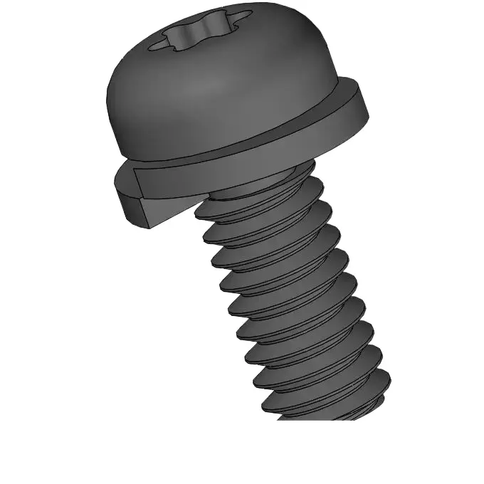 M2 x 5mm Pan Head Torx SEMS Screws with Spring Washer Steel Black