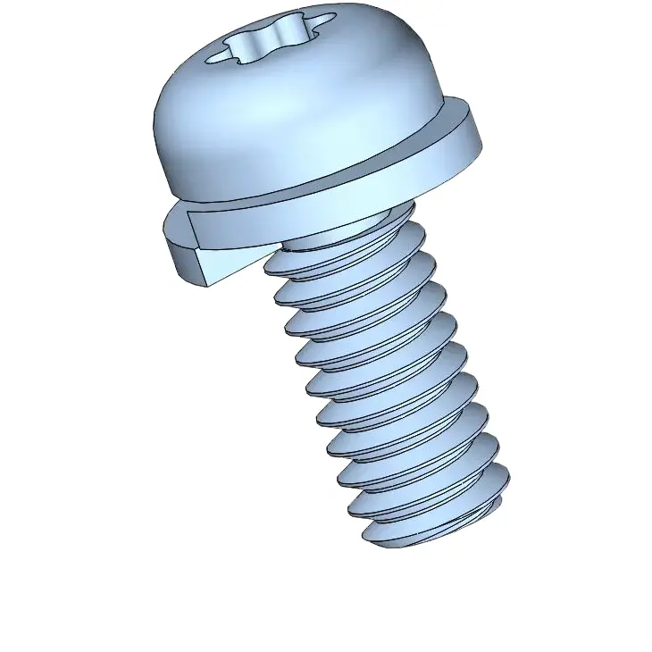 M2 x 5mm Pan Head Torx SEMS Screws with Spring Washer Steel Blue Zinc Plated