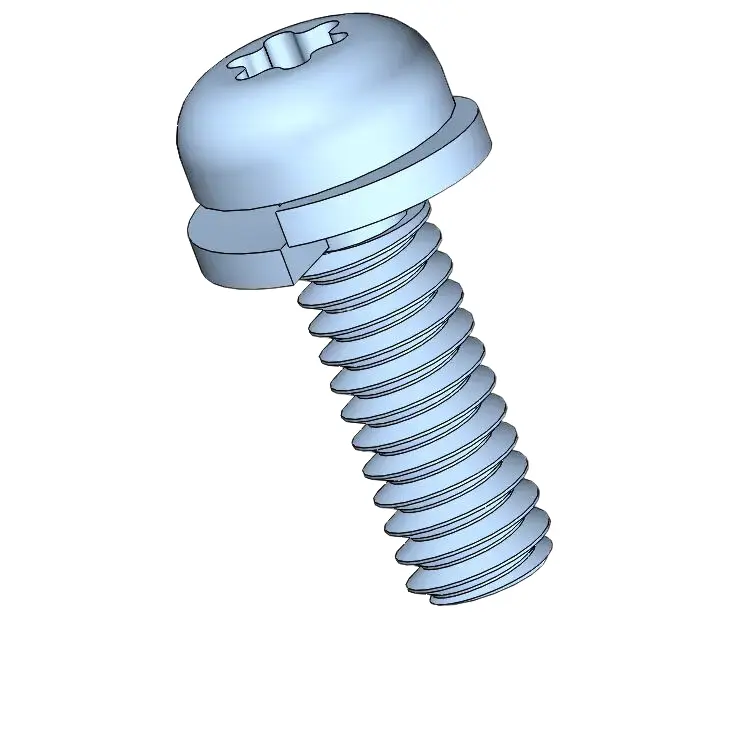 M2 x 6mm Pan Head Torx SEMS Screws with Spring Washer Steel Blue Zinc Plated