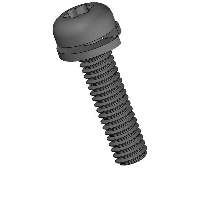 M2.5 x 10mm Pan Head Torx SEMS Screws with Spring Washer Steel Black