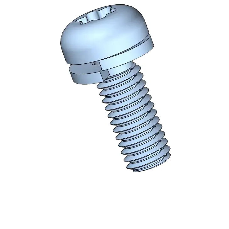 M3 x 8mm Pan Head Torx SEMS Screws with Spring Washer Steel Blue Zinc Plated