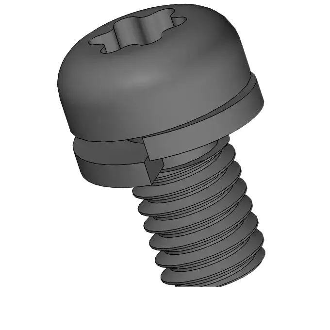 M3.5 x 6mm Pan Head Torx SEMS Screws with Spring Washer Steel Black