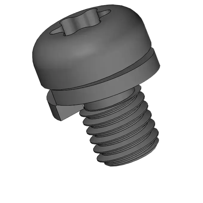 M4 x 6mm Pan Head Torx SEMS Screws with Spring Washer Steel Black