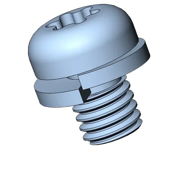 M6 x 8mm Pan Head Torx SEMS Screws with Spring Washer Steel Blue Zinc Plated