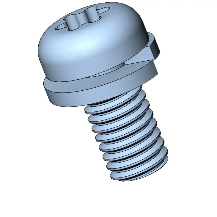 M6 x 12mm Pan Head Torx SEMS Screws with Spring Washer Steel Blue Zinc Plated