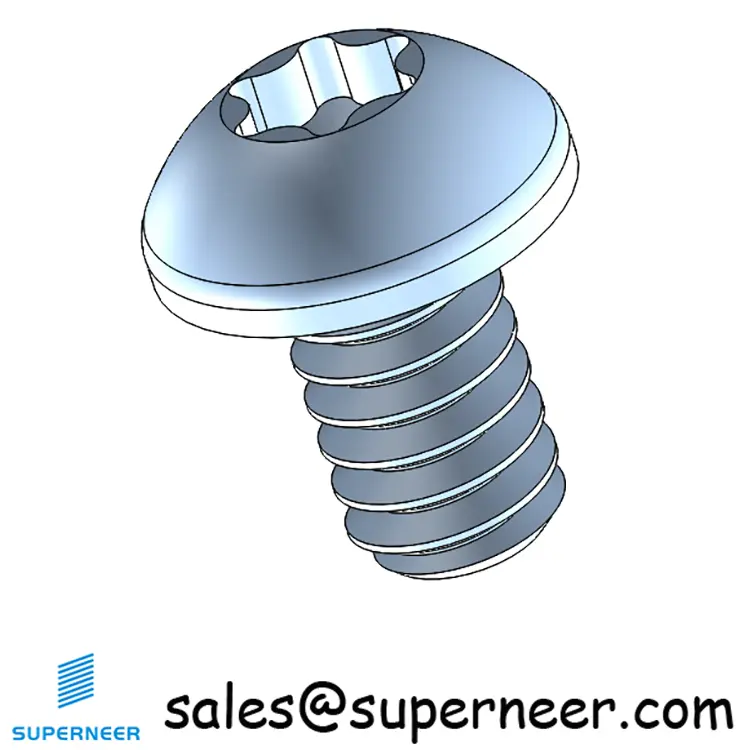 10-32 x 5/16" Button Head Torx Machine Screw Steel Blue Zinc Plated 