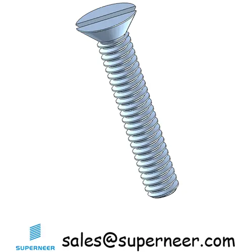 2-56 x 1/2" Flat Head 82° Slotted Machine Screw Steel Blue Zinc Plated