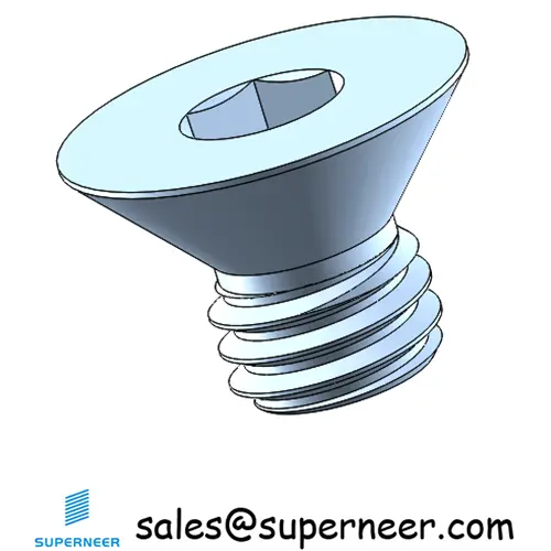 10-32 x 1/4" Flat Head 82° Socket Cap Machine Screw Steel Blue Zinc Plated ASME B18.3