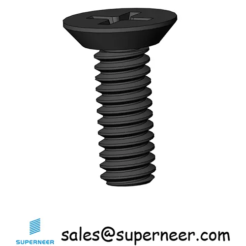 M2 x 6 mm Flat Head Undercut Phillips Machine Screw Steel Black