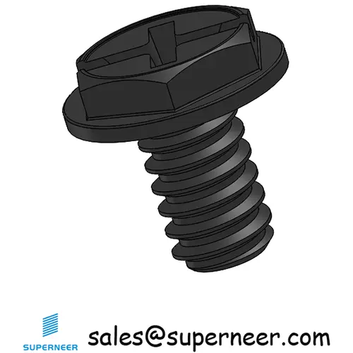 4-40 x 3/16" Indented Hex Washer Head Phillips Slot Machine Screw Steel Black
