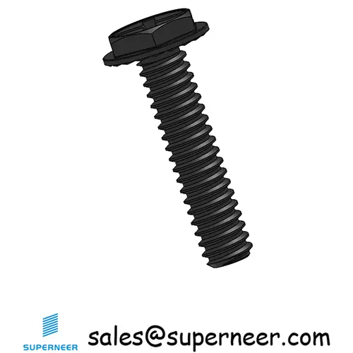4-40 x 1/2" Indented Hex Washer Serrated Head Phillips Slot Machine Screw Steel Black