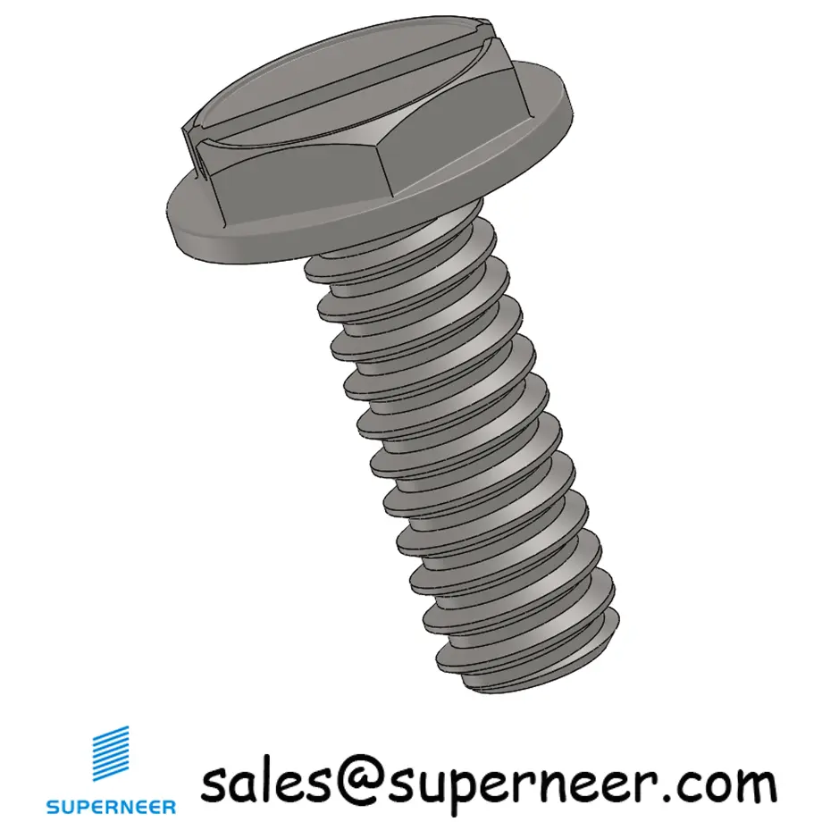 4-40 x 5/16" Indented Hex Washer Head Slotted Machine Screw SUS304 Stainless Steel Inox