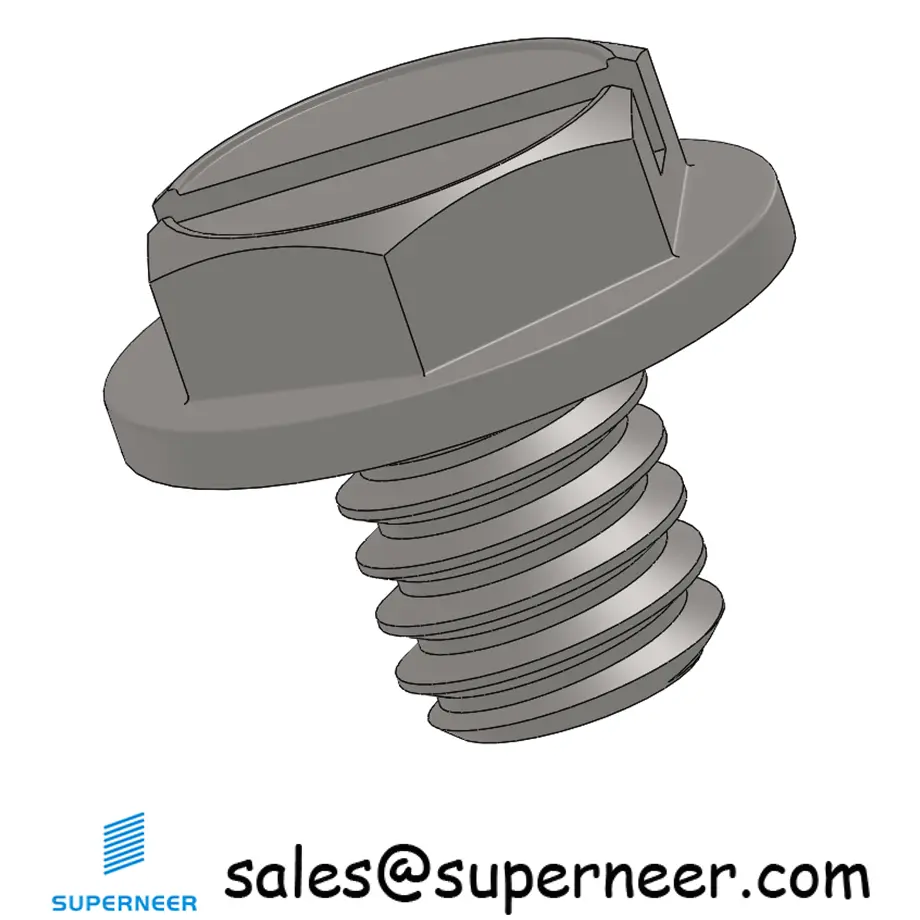 8-32 x 3/16" Indented Hex Washer Head Slotted Machine Screw SUS304 Stainless Steel Inox