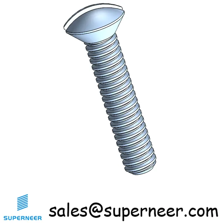 3-48 x 1/2" Oval Head Slotted Machine Screw Steel Blue Zinc Plated