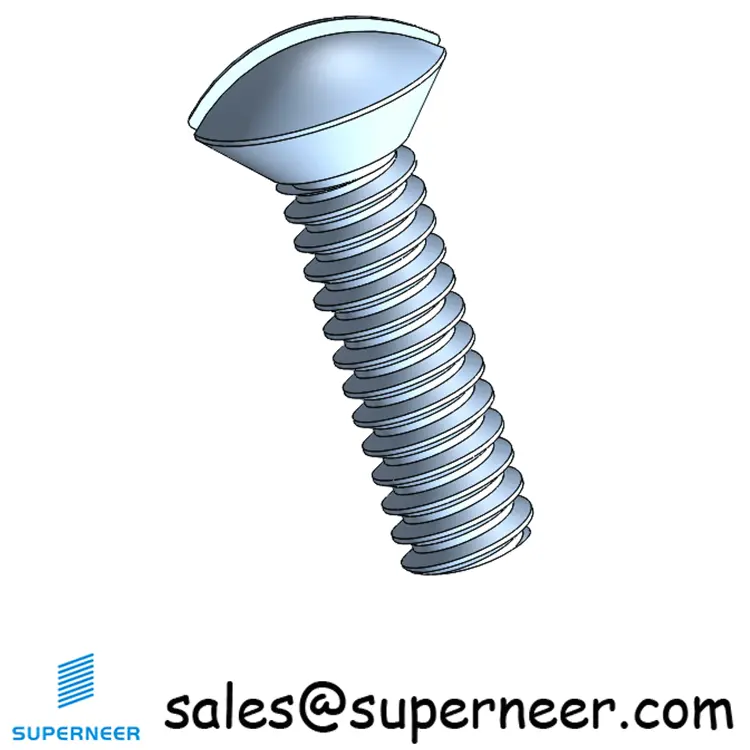 6-32 x 1/2" Oval Head Slotted Machine Screw Steel Blue Zinc Plated