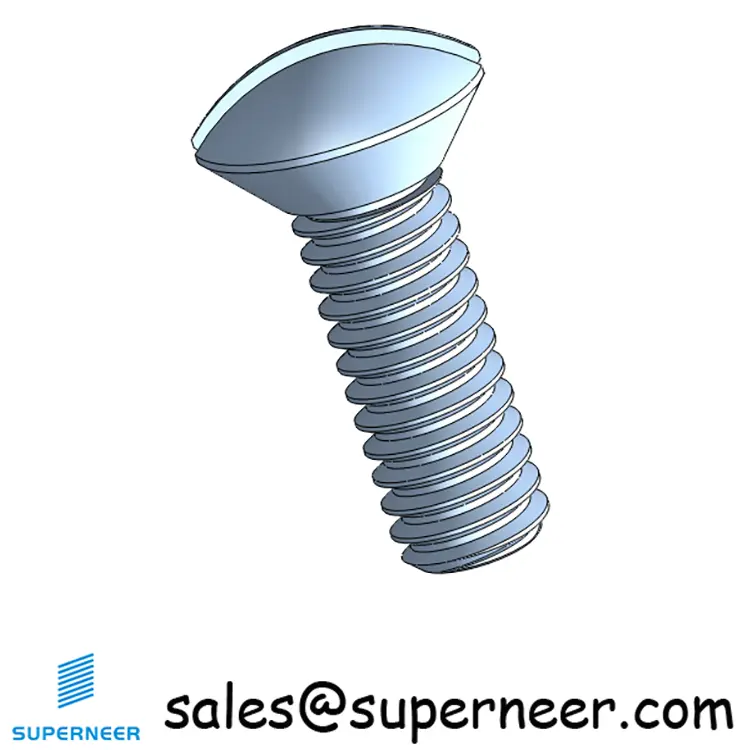 8-32 x 1/2" Oval Head Slotted Machine Screw Steel Blue Zinc Plated