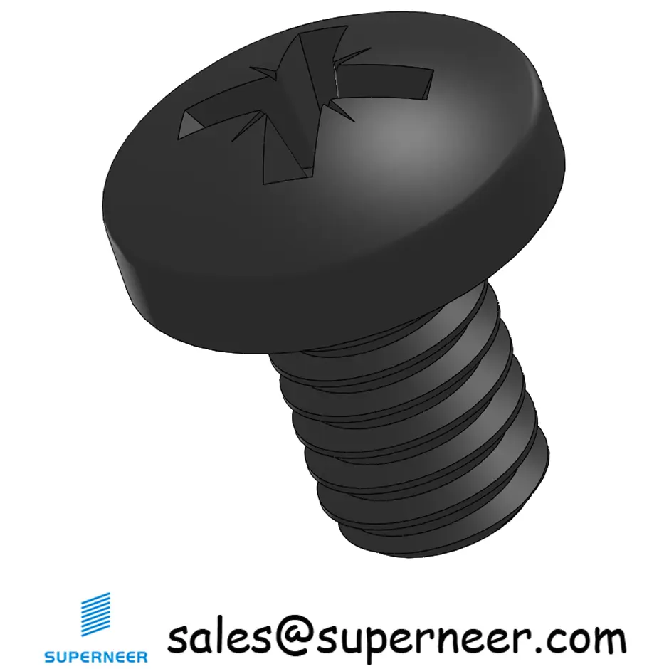 8-32 x 1/4" Pan Head Pozi Machine Screw Steel Black ANSI/ASME B18.6.3