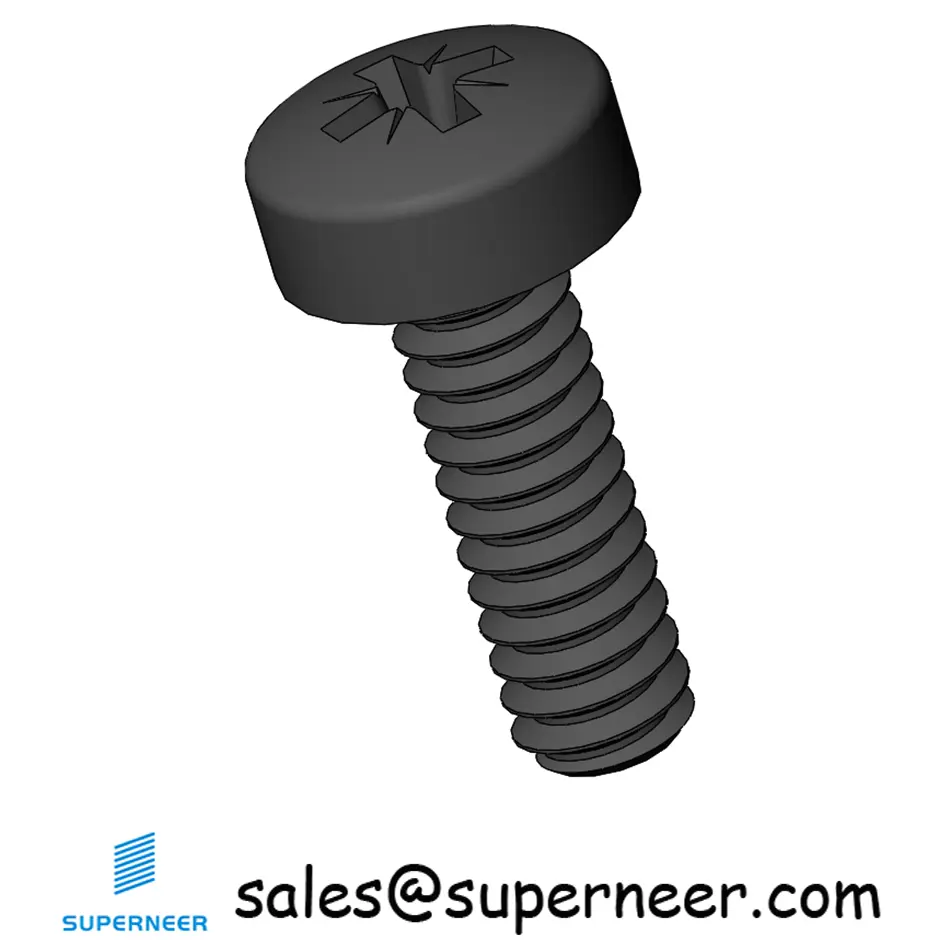 M1.6 x 5 mm Pan Head Pozi Machine Screw Steel Black ISO 7045