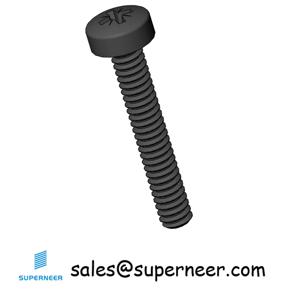 M1.6 x 10 mm Pan Head Pozi Machine Screw Steel Black ISO 7045