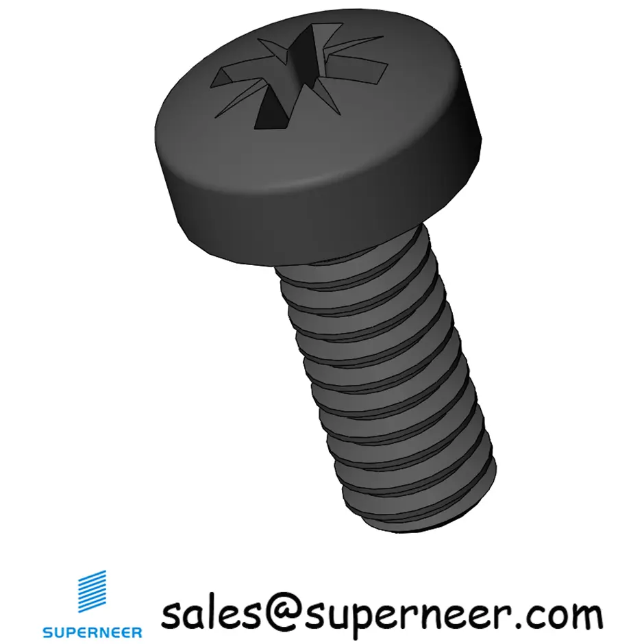M2 x 5 mm Pan Head Pozi Machine Screw Steel Black ISO 7045