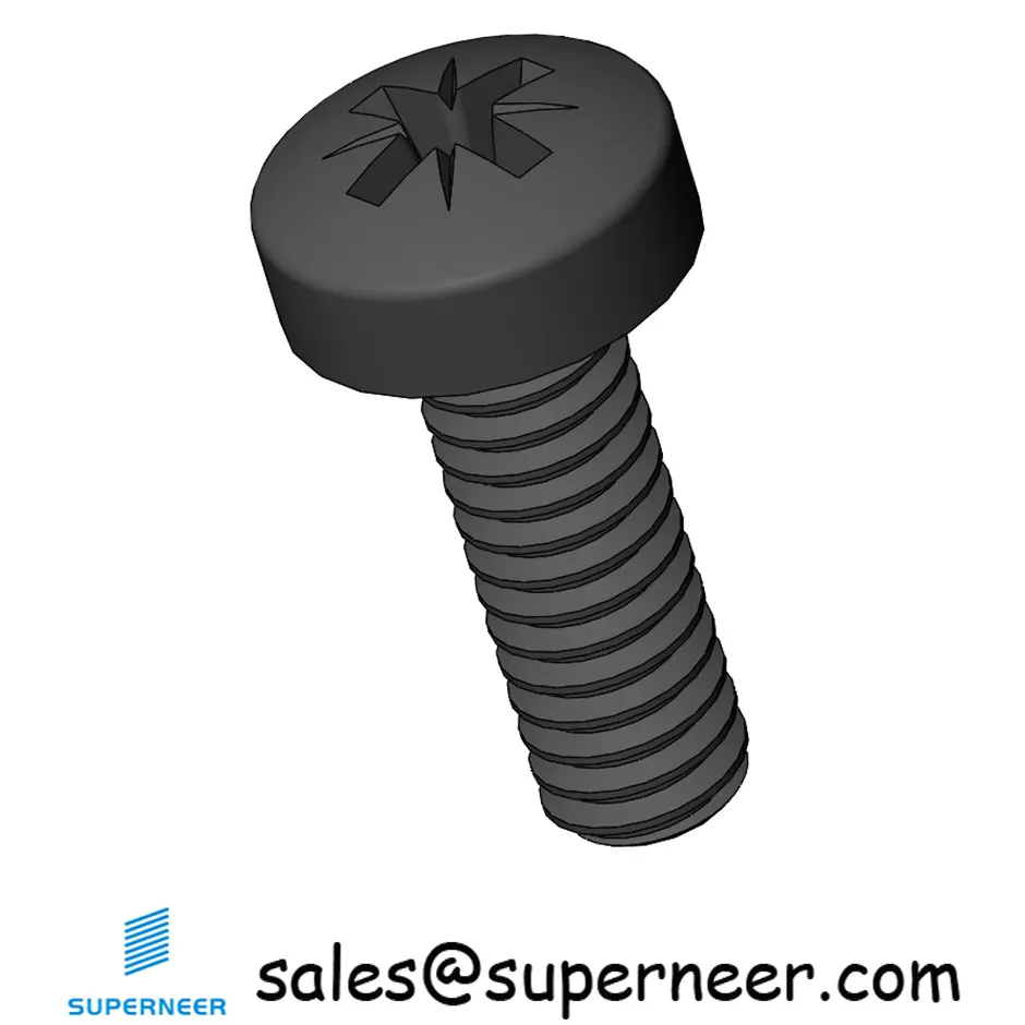 M2 x 6 mm Pan Head Pozi Machine Screw Steel Black  ISO 7045