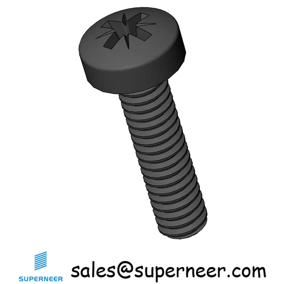 M2 x 8 mm Pan Head Pozi Machine Screw Steel Black  ISO 7045