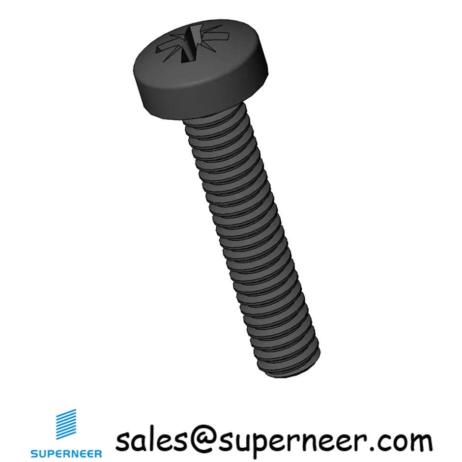 M2 x 10 mm Pan Head Pozi Machine Screw Steel Black  ISO 7045