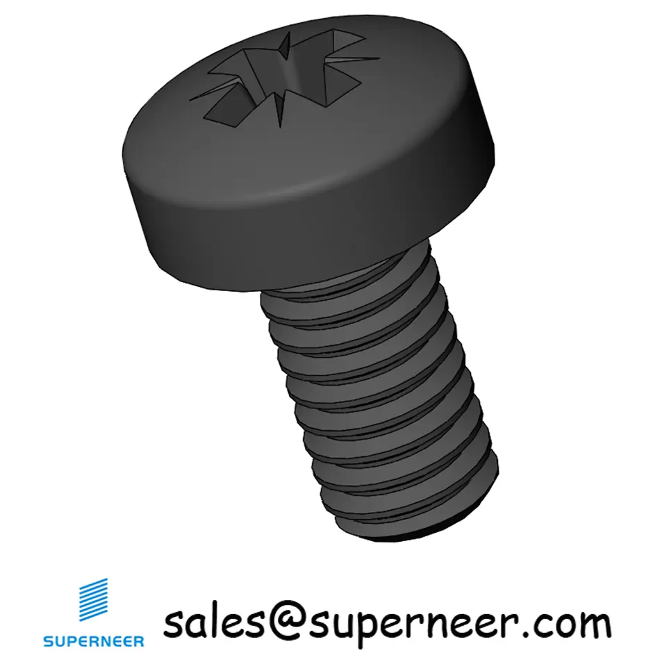 M2.5 x 5 mm Pan Head Pozi Machine Screw Steel Black ISO 7045