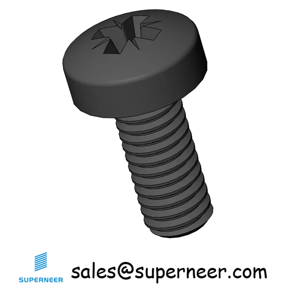 M2.5 x 6 mm Pan Head Pozi Machine Screw Steel Black  ISO 7045