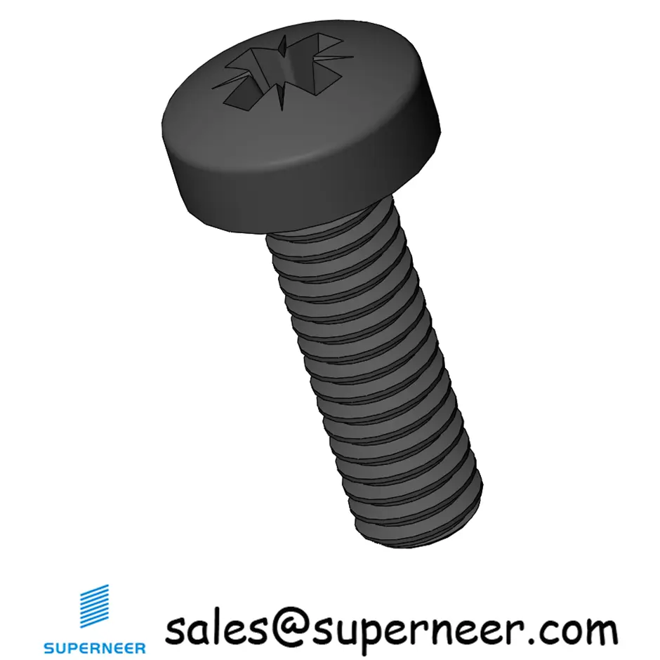 M2.5 x 8 mm Pan Head Pozi Machine Screw Steel Black  ISO 7045