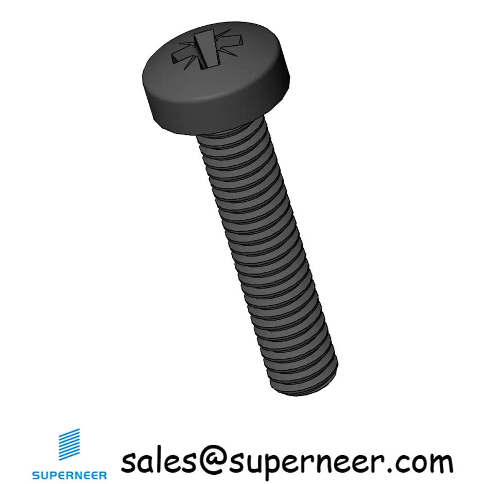 M2.5 x 12 mm Pan Head Pozi Machine Screw Steel Black  ISO 7045