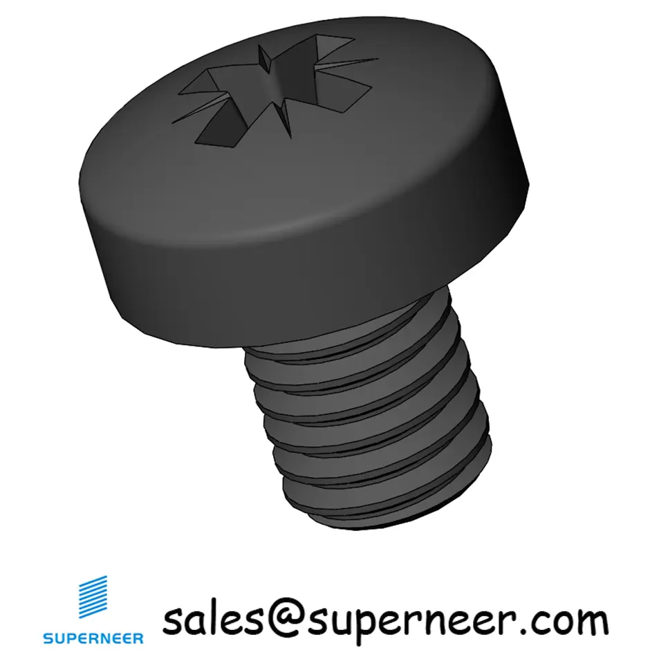 M3 x 4 mm Pan Head Pozi Machine Screw Steel Black ISO 7045