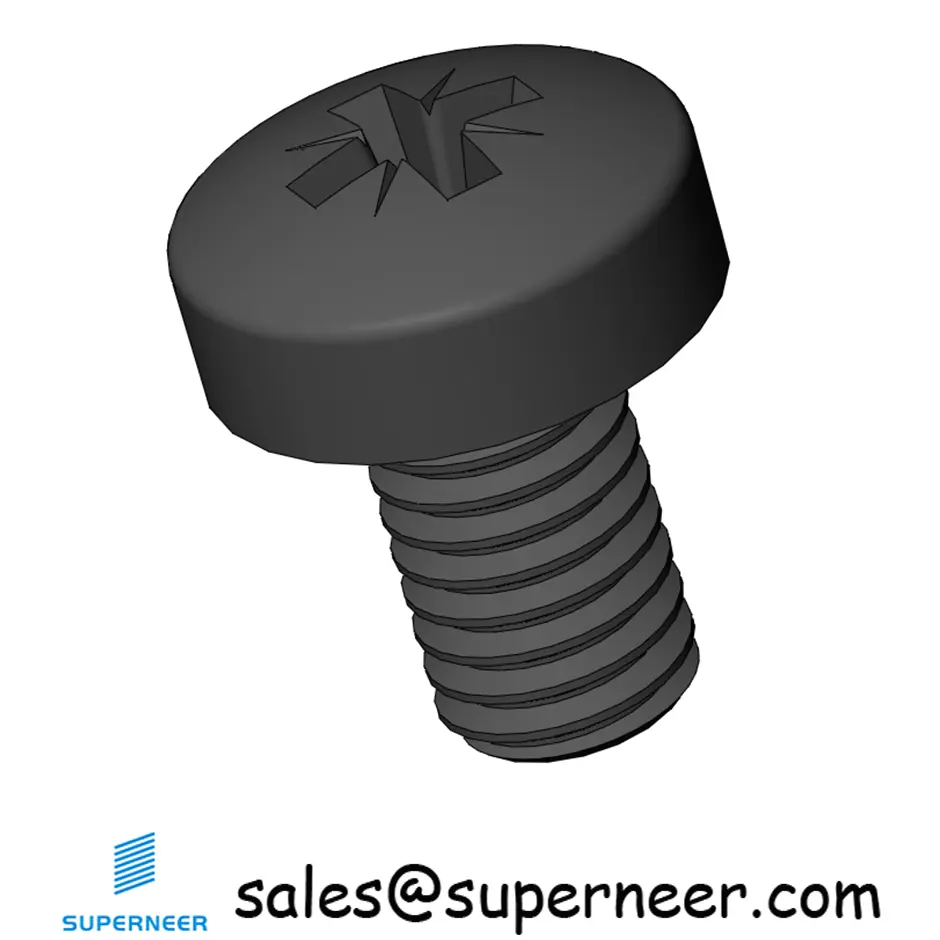 M3 x 5 mm Pan Head Pozi Machine Screw Steel Black ISO 7045