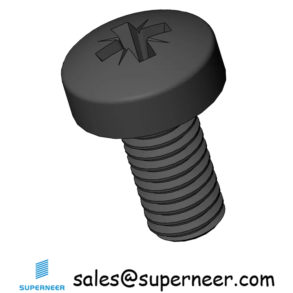M3 x 6 mm Pan Head Pozi Machine Screw Steel Black ISO 7045